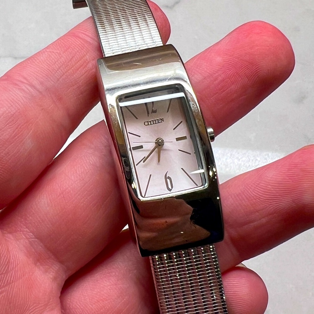 Vintage Citizen Quartz Watch Mens Space Age Silver Retro